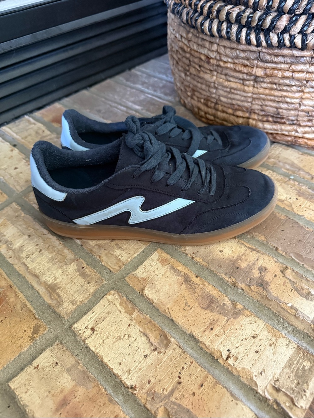 Madden Girl Black Suede Sneakers with Light Blue Accent